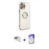 MARSİLYAN™- iPhone 13 Pro Max Kılıf İz Form Serisi - Siyah Bilvis 5in1 3D Magic Cam Ekran Koruyucu + Gold Pers Alüminyum Kamera Lens