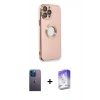 MARSİLYAN™- iPhone 13 Pro Max Kılıf İz Form Serisi - Siyah Bilvis 5in1 3D Magic Cam Ekran Koruyucu + Neon Fosforlu Kamera Lens - MI