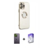 MARSİLYAN™- iPhone 13 Pro Max Kılıf İz Form Serisi - Siyah Bilvis 5in1 3D Magic Cam Ekran Koruyucu + Neon Fosforlu Kamera Lens - YL