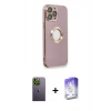 MARSİLYAN™- iPhone 13 Pro Max Kılıf İz Form Serisi - Siyah Bilvis 5in1 3D Magic Cam Ekran Koruyucu + Neon Fosforlu Kamera Lens - YL