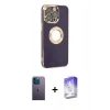 MARSİLYAN™- iPhone 13 Pro Max Kılıf İz Form Serisi - Siyah Bilvis 5in1 3D Magic Cam Ekran Koruyucu + Neon Fosforlu Kamera Lens - MI