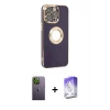 MARSİLYAN™- iPhone 13 Pro Max Kılıf İz Form Serisi - Siyah Bilvis 5in1 3D Magic Cam Ekran Koruyucu + Neon Fosforlu Kamera Lens - YL