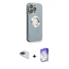 MARSİLYAN™- iPhone 13 Pro Max Kılıf İz Form Serisi - Siyah Bilvis 5in1 3D Magic Cam Ekran Koruyucu + Pers Alüminyum Kamera Lens - LT
