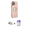 MARSİLYAN™- iPhone 13 Pro Max Kılıf İz Form Serisi - Siyah Bilvis 5in1 3D Magic Cam Ekran Koruyucu + Rainbow Kamera Lens Koruma Cam - BZ