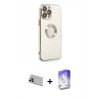 MARSİLYAN™- iPhone 13 Pro Max Kılıf İz Form Serisi - Siyah Bilvis 5in1 3D Magic Cam Ekran Koruyucu + Rainbow Kamera Lens Koruma Cam - MR