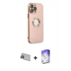 MARSİLYAN™- iPhone 13 Pro Max Kılıf İz Form Serisi - Siyah Bilvis 5in1 3D Magic Cam Ekran Koruyucu + Rainbow Kamera Lens Koruma Cam - MR