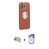 MARSİLYAN™- iPhone 13 Pro Max Kılıf İz Form Serisi - Siyah Bilvis 5in1 3D Magic Cam Ekran Koruyucu + Rainbow Kamera Lens Koruma Cam - BZ