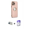 MARSİLYAN™- iPhone 13 Pro Max Kılıf İz Form Serisi - Siyah Bilvis 5in1 3D Magic Cam Ekran Koruyucu + Rainbow Kamera Lens Koruma Cam - MI
