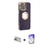 MARSİLYAN™- iPhone 13 Pro Max Kılıf İz Form Serisi - Siyah Bilvis 5in1 3D Magic Cam Ekran Koruyucu + Rainbow Kamera Lens Koruma Cam - BZ