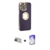 MARSİLYAN™- iPhone 13 Pro Max Kılıf İz Form Serisi - Siyah Bilvis 5in1 3D Magic Cam Ekran Koruyucu + Rainbow Kamera Lens Koruma Cam - MI
