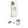 MARSİLYAN™- iPhone 13 Pro Max Kılıf İz Form Serisi - Siyah Bilvis 5in1 3D Magic Cam Ekran Koruyucu + Renkli Kamera Lens Koruma Cam - SI