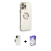 MARSİLYAN™- iPhone 13 Pro Max Kılıf İz Form Serisi - Siyah Bilvis 5in1 3D Magic Cam Ekran Koruyucu + Shine Kamera Lens - GD