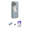 MARSİLYAN™- iPhone 13 Pro Max Kılıf İz Form Serisi - Siyah Bilvis 5in1 3D Magic Cam Ekran Koruyucu + Shine Kamera Lens Koruma Cam - MI