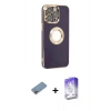 MARSİLYAN™- iPhone 13 Pro Max Kılıf İz Form Serisi - Siyah Bilvis 5in1 3D Magic Cam Ekran Koruyucu + Shine Kamera Lens Koruma Cam - PE