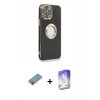 MARSİLYAN™- iPhone 13 Pro Max Kılıf İz Form Serisi - Siyah Bilvis 5in1 3D Magic Cam Ekran Koruyucu + Shine Kamera Lens Koruma Cam - GI