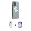 MARSİLYAN™- iPhone 13 Pro Max Kılıf İz Form Serisi - Siyah Bilvis 5in1 3D Magic Cam Ekran Koruyucu + Shine Kamera Lens - GD