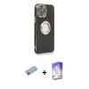 MARSİLYAN™- iPhone 13 Pro Max Kılıf İz Form Serisi - Siyah Bilvis 5in1 3D Magic Cam Ekran Koruyucu + Shine Kamera Lens Koruma Cam - MI