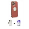 MARSİLYAN™- iPhone 13 Pro Max Kılıf İz Form Serisi - Siyah Bilvis 5in1 3D Magic Cam Ekran Koruyucu + Shine Kamera Lens - GD