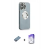 MARSİLYAN™- iPhone 13 Pro Max Kılıf İz Form Serisi - Siyah Bilvis 5in1 3D Magic Cam Ekran Koruyucu + Shine Kamera Lens Koruma Cam - GI