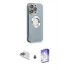 MARSİLYAN™- iPhone 13 Pro Max Kılıf İz Form Serisi - Siyah Bilvis 5in1 3D Magic Cam Ekran Koruyucu + Pers Alüminyum Kamera Lens - SABE