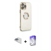 MARSİLYAN™- iPhone 13 Pro Max Kılıf İz Form Serisi - Siyah Bilvis 5in1 3D Magic Cam Ekran Koruyucu + Pers Alüminyum Kamera Lens - SABE