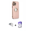 MARSİLYAN™- iPhone 13 Pro Max Kılıf İz Form Serisi - Siyah Bilvis 5in1 3D Magic Cam Ekran Koruyucu + Pers Alüminyum Kamera Lens - SABE