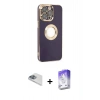 MARSİLYAN™- iPhone 13 Pro Max Kılıf İz Form Serisi - Siyah Bilvis 5in1 3D Magic Cam Ekran Koruyucu + Pers Alüminyum Kamera Lens - SABE