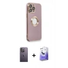 MARSİLYAN™- iPhone 13 Pro Max Kılıf İz Form Serisi - Siyah Bilvis 5in1 5D Magic Hayalet Cam Ekran Koruyucu + Neon Fosforlu Kamera Lens - BZ