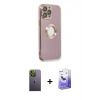 MARSİLYAN™- iPhone 13 Pro Max Kılıf İz Form Serisi - Siyah Bilvis 5in1 5D Magic Hayalet Cam Ekran Koruyucu + Neon Fosforlu Kamera Lens - YL