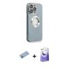 MARSİLYAN™- iPhone 13 Pro Max Kılıf İz Form Serisi - Siyah Bilvis 5in1 5D Magic Hayalet Cam Ekran Koruyucu + Shine Kamera Lens Koruma Cam - MI