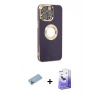 MARSİLYAN™- iPhone 13 Pro Max Kılıf İz Form Serisi - Siyah Bilvis 5in1 5D Magic Hayalet Cam Ekran Koruyucu + Shine Kamera Lens Koruma Cam - MI