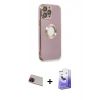 MARSİLYAN™- iPhone 13 Pro Max Kılıf İz Form Serisi - Siyah Bilvis 5in1 5D Magic Hayalet Cam Ekran Koruyucu + Kırmızı Rainbow Kamera Lens Koruma Cam