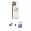 MARSİLYAN™- iPhone 13 Pro Max Kılıf İz Form Serisi - Siyah Bilvis 5in1 5D Magic Hayalet Cam Ekran Koruyucu + Metal Kamera Lens Koruma Cam - MR
