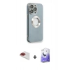 MARSİLYAN™- iPhone 13 Pro Max Kılıf İz Form Serisi - Siyah Bilvis 5in1 5D Magic Hayalet Cam Ekran Koruyucu + Pers Alüminyum Kamera Lens - KI