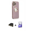 MARSİLYAN™- iPhone 13 Pro Max Kılıf İz Form Serisi - Siyah Bilvis 5in1 5D Magic Hayalet Cam Ekran Koruyucu + Raze Metal Kamera Lens - GD