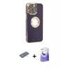 MARSİLYAN™- iPhone 13 Pro Max Kılıf İz Form Serisi - Siyah Bilvis 5in1 5D Magic Hayalet Cam Ekran Koruyucu + Renkli Kamera Lens Koruma Cam - YL