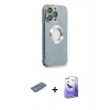 MARSİLYAN™- iPhone 13 Pro Max Kılıf İz Form Serisi - Siyah Bilvis 5in1 5D Magic Hayalet Cam Ekran Koruyucu + Renkli Kamera Lens Koruma Cam - YL