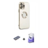 MARSİLYAN™- iPhone 13 Pro Max Kılıf İz Form Serisi - Siyah Bilvis 5in1 5D Magic Hayalet Cam Ekran Koruyucu + Renkli Kamera Lens Koruma Cam - SI