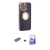 MARSİLYAN™- iPhone 13 Pro Max Kılıf İz Form Serisi - Siyah Bilvis 5in1 5D Magic Hayalet Cam Ekran Koruyucu + Renkli Kamera Lens Koruma Cam - SI