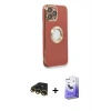 MARSİLYAN™- iPhone 13 Pro Max Kılıf İz Form Serisi - Siyah Bilvis 5in1 5D Magic Hayalet Cam Ekran Koruyucu + Raze Metal Kamera Lens - GD
