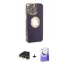 MARSİLYAN™- iPhone 13 Pro Max Kılıf İz Form Serisi - Siyah Bilvis 5in1 5D Magic Hayalet Cam Ekran Koruyucu + Raze Metal Kamera Lens - GD
