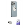 MARSİLYAN™- iPhone 13 Pro Max Kılıf İz Form Serisi - Siyah Bilvis 5in1 5D Magic Hayalet Cam Ekran Koruyucu + Rainbow Kamera Lens Koruma Cam - BZ