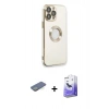 MARSİLYAN™- iPhone 13 Pro Max Kılıf İz Form Serisi - Siyah Bilvis 5in1 5D Magic Hayalet Cam Ekran Koruyucu + Renkli Kamera Lens Koruma Cam - YL