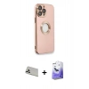 MARSİLYAN™- iPhone 13 Pro Max Kılıf İz Form Serisi - Siyah Bilvis 5in1 5D Magic Hayalet Cam Ekran Koruyucu + Rainbow Kamera Lens Koruma Cam - BZ