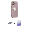MARSİLYAN™- iPhone 13 Pro Max Kılıf İz Form Serisi - Siyah Bilvis 5in1 5D Magic Hayalet Cam Ekran Koruyucu + Renkli Kamera Lens Koruma Cam - YL