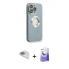 MARSİLYAN™- iPhone 13 Pro Max Kılıf İz Form Serisi - Siyah Bilvis 5in1 5D Magic Hayalet Cam Ekran Koruyucu + Pers Alüminyum Kamera Lens - SABE