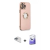MARSİLYAN™- iPhone 13 Pro Max Kılıf İz Form Serisi - Siyah Bilvis 5in1 5D Magic Hayalet Cam Ekran Koruyucu + Pers Alüminyum Kamera Lens - SABE