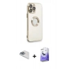 MARSİLYAN™- iPhone 13 Pro Max Kılıf İz Form Serisi - Siyah Bilvis 5in1 5D Magic Hayalet Cam Ekran Koruyucu + Pers Alüminyum Kamera Lens - SABE
