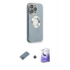 MARSİLYAN™- iPhone 13 Pro Max Kılıf İz Form Serisi - Siyah Bilvis 5in1 5D Magic Hayalet Cam Ekran Koruyucu + Metal Kamera Lens Koruma Cam - MR