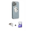 MARSİLYAN™- iPhone 13 Pro Max Kılıf İz Form Serisi - Siyah Bilvis 5in1 5D Magic Hayalet Cam Ekran Koruyucu + Pers Alüminyum Kamera Lens - GD